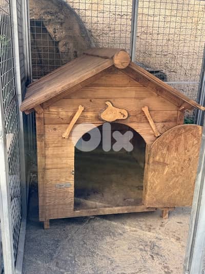 بيت كلب حديد  + بيت خشب