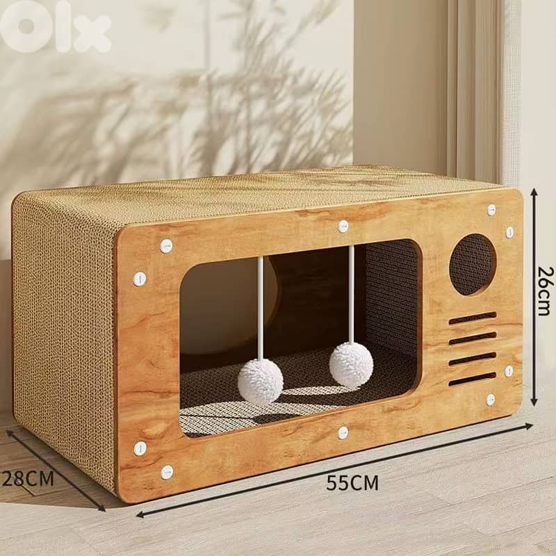 Cat Scratcher House with Ball Toys 1