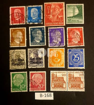 Germany Reich Nazi 16 stamps Lo# B-168