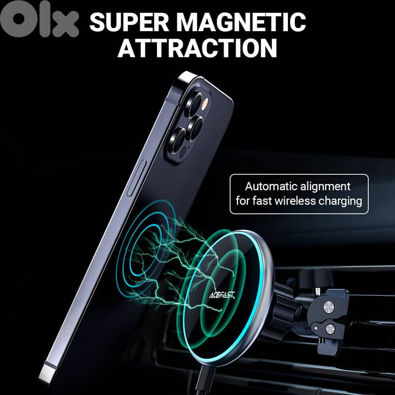 ACEFAST D3 15W Wireless Charger Car Mount Magnetic Holder 1