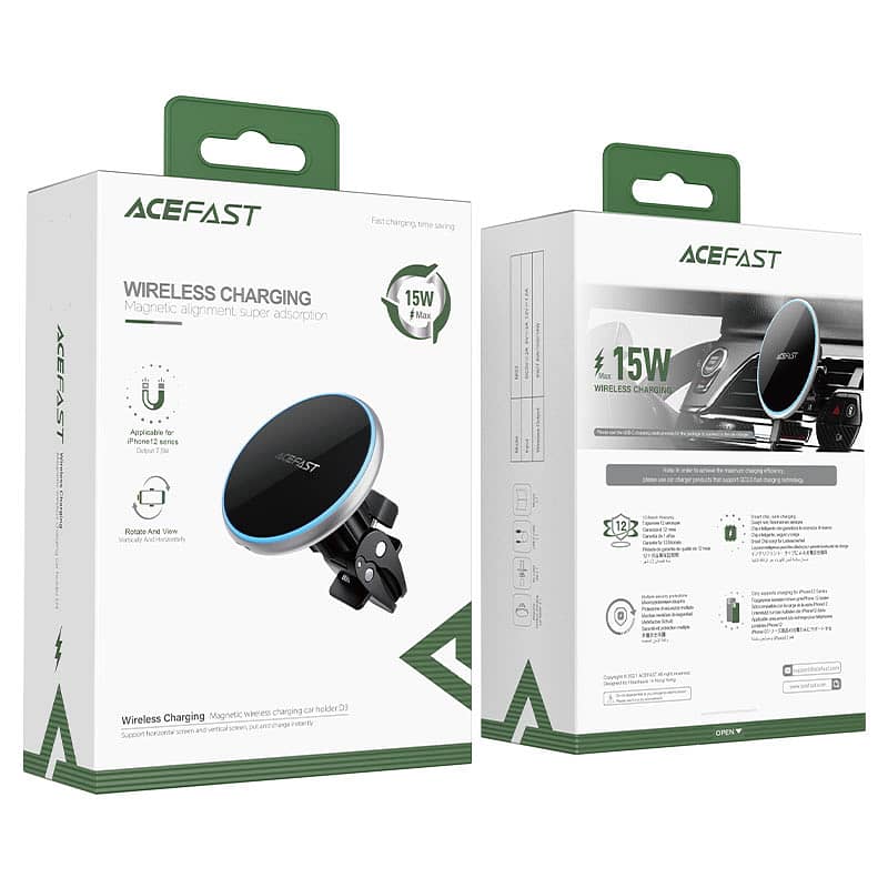 ACEFAST D3 15W Wireless Charger Car Mount Magnetic Holder 12
