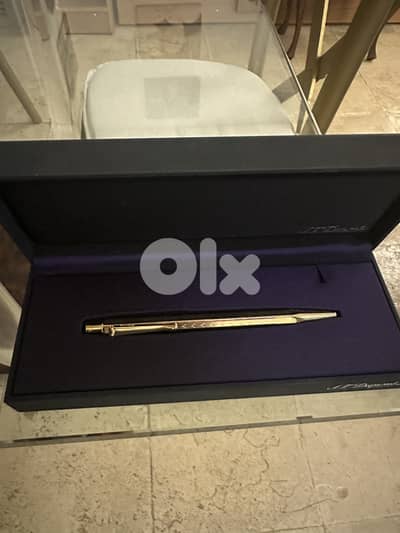 Authentic S. T. Dupont Gold Ballpoint Pen – With Original Box
