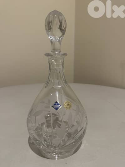 Bohemia Crystal 24% Lead Cut Decanter – Czech Republic – With Stopper