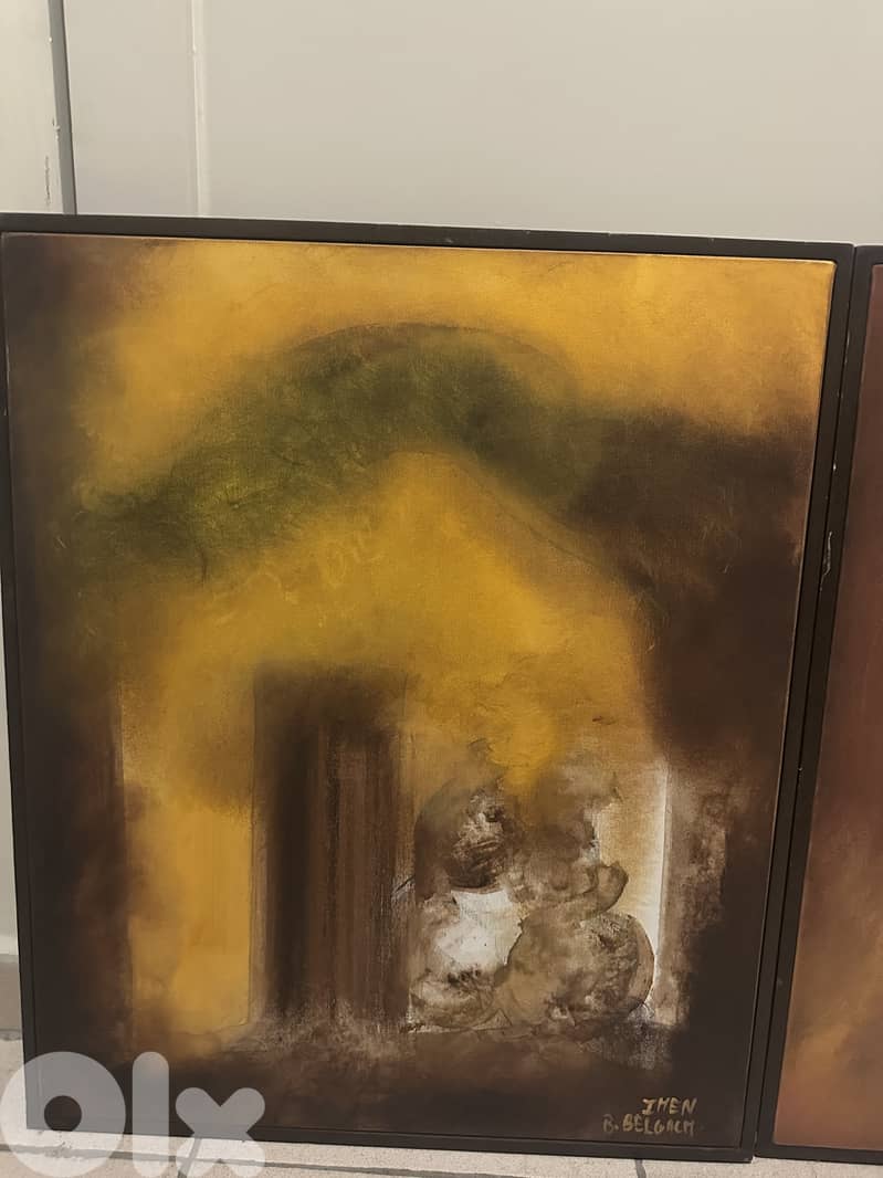 Modern Abstract Framed Painting – Signed – Large Wall Art 1