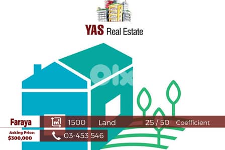 Faraya 1500m2 |  Flat land | 25/50 Coefficient | Mountain View | WA