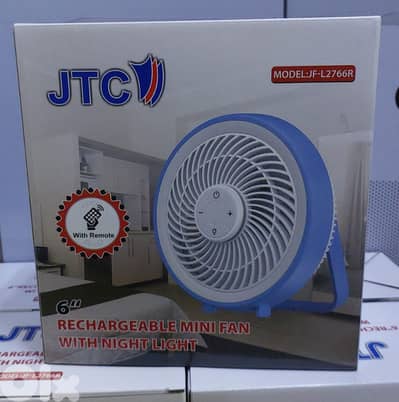 Jtc Rechargeable Mini Fan With night light 6 inch jf-L2766R