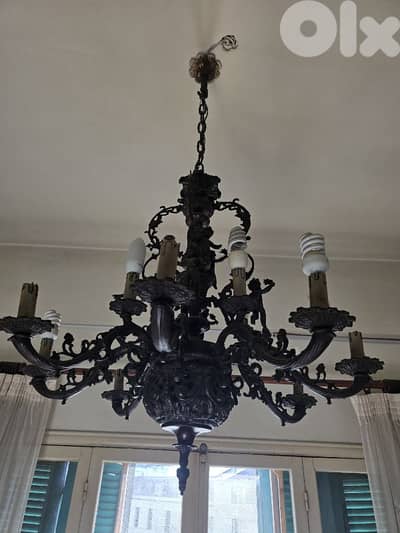 Vintage Ornate Bronze Chandelier – 12-Light Statement Piece