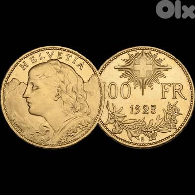 1925 Helvetia Vreneli Gold Coin - MS-63 NGC - 100 Swiss Francs