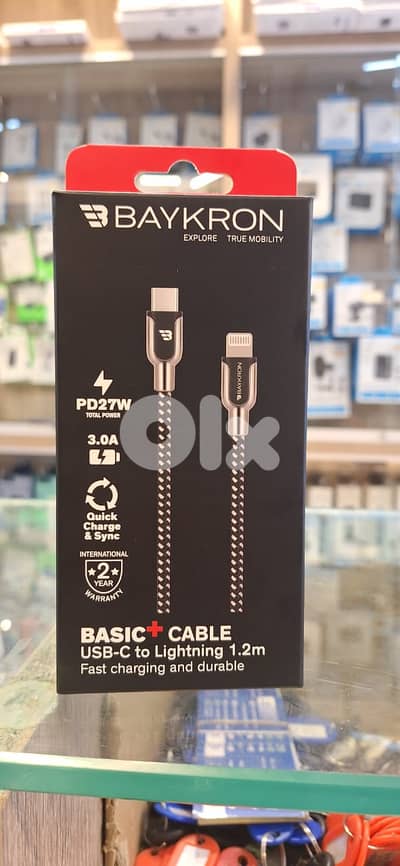 BAYKRON BASIC + CABLE USB-C TO LIGHTNING 1.2M 27W PD 3A