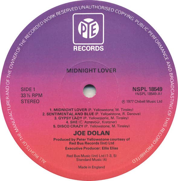 Joe Dolan ( LP ) Midnight Lover 2