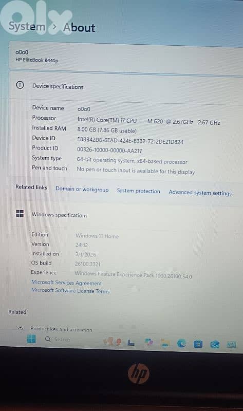 HP EliteBook 8440p Intel core i7 1