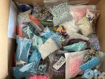 beads and necessary tools and accessories for jewelry making