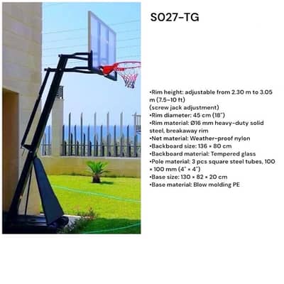 Basketball Hoop S027 Tempered Glass Board