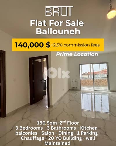 150 sqm Fully Renovated Apartment for sale in Ballouneh