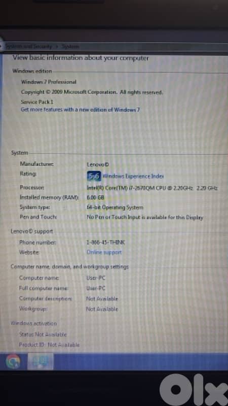 Lenovo Laptop Core i7 3