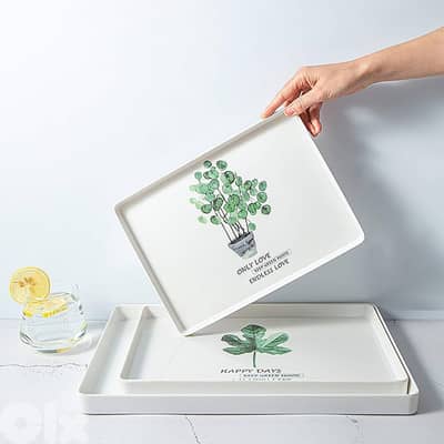 Food Serving Tray White Color Set of 3