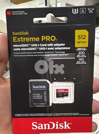 Sandisk Extreme pro microsdxc uhs-I card with adapter 512gb 200mb/s