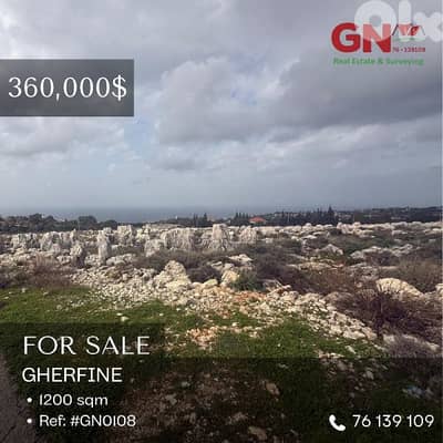 For Sale a beautiful Land in Gherfine 1200m ONLY for 360K في غرفين