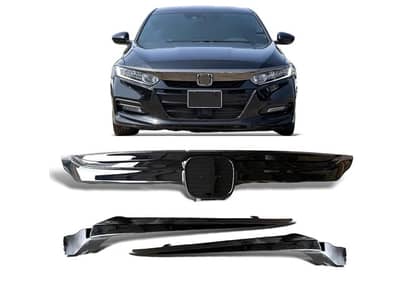 Glossy Black Front Bumper Upper Grille withTrim Honda Accord 18-19-20