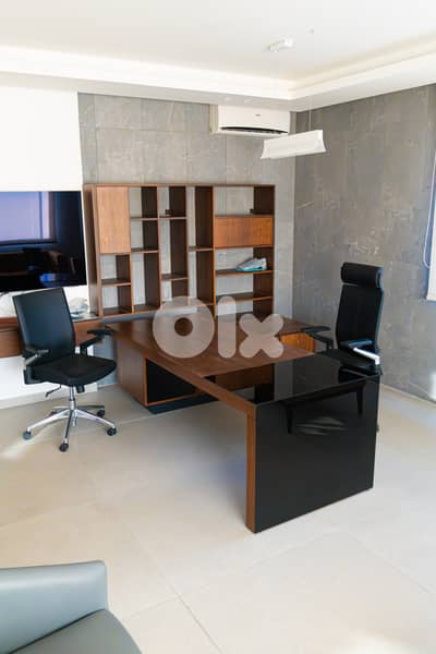 office manager desk with chairs and cabinet