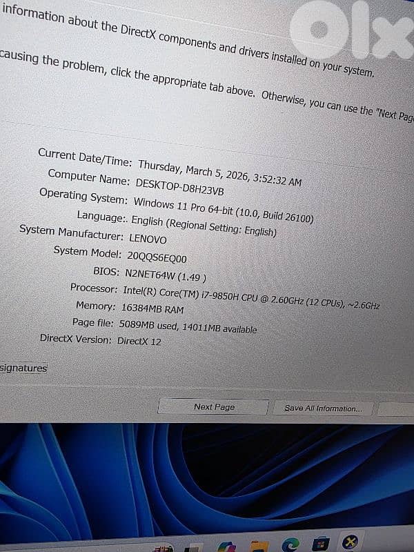 LENOVO THINKPAD P53 WORK STATION CORE I7 GENERATION 9H 9