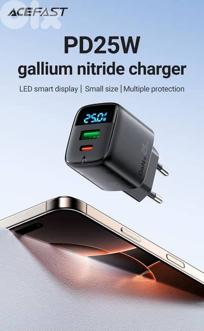 ACEFAST A114 25W Fast Dual Port Charger with LED Display