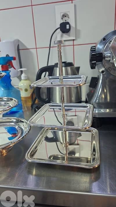 silver desserts rack and plates