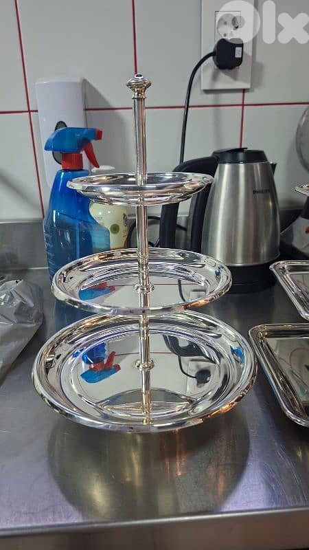 silver desserts rack and plates 1