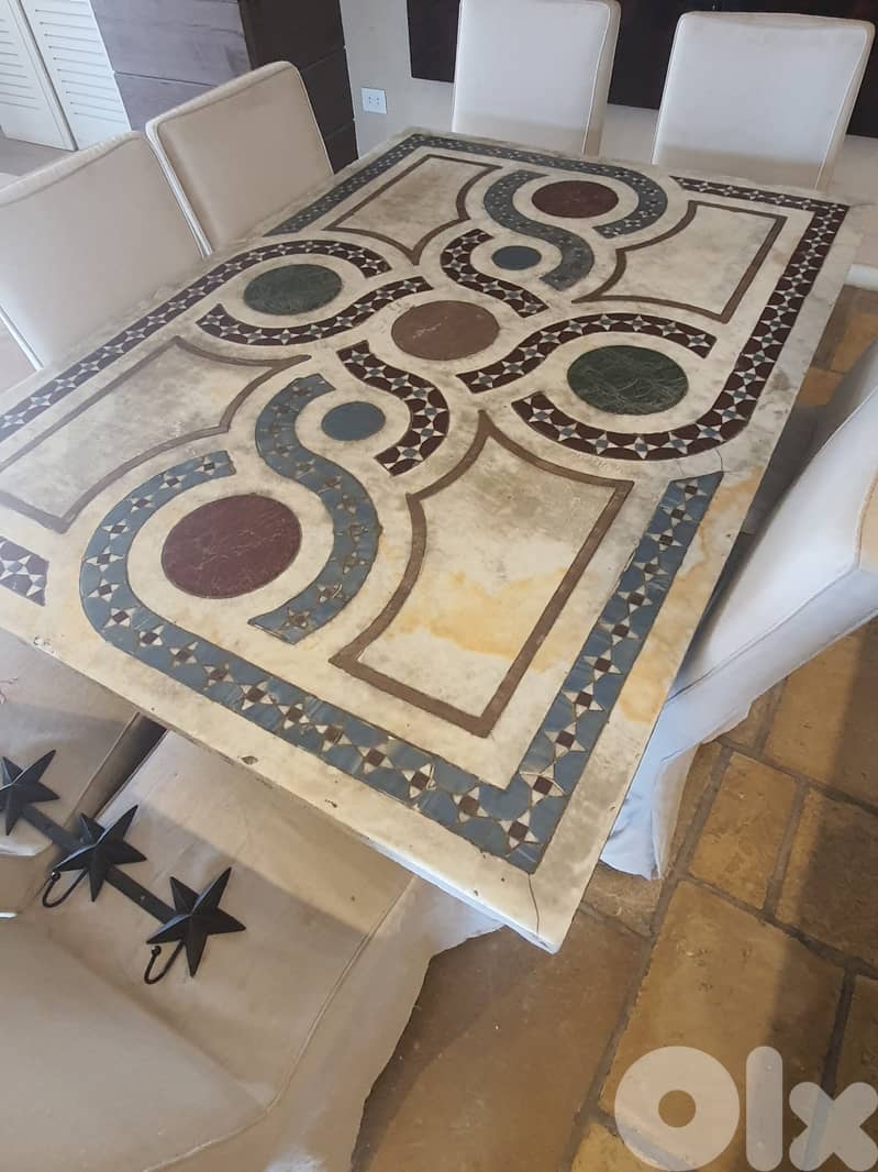 Solid Marble 150 year old Dining Room Table Top 1