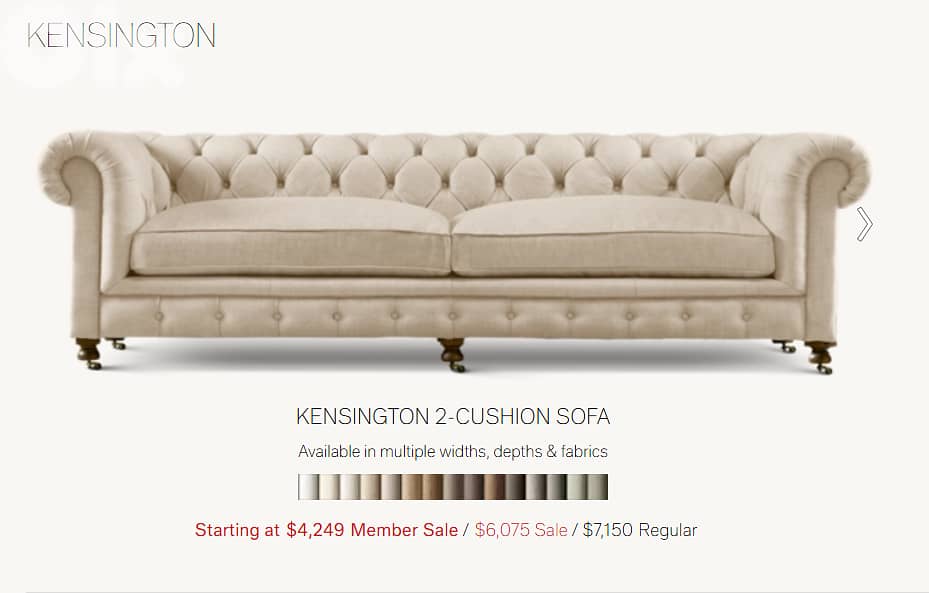 RESTORATION HARWDARE - Chesterfield Couch 1