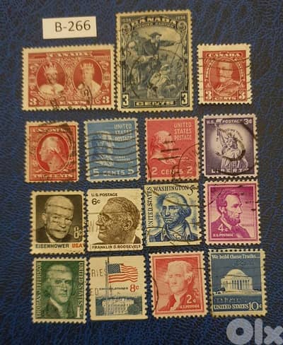 USA & Canada since 1930's 15 vintage stamps Lot# B-266