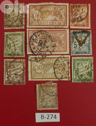France 1894-1905 vintage 10 stamps. Lot# B-274