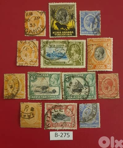 British Kenya. Uganda. Tanganyika KGV 1922-1935 13 stamps