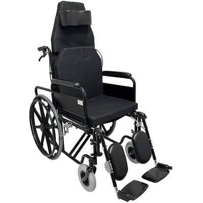 Steel Wheelchair Reclining High Backrest كرسي متحرك قابل للإمالة