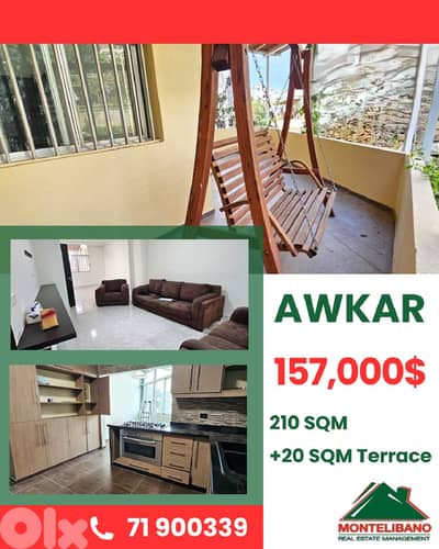 210 sqm Apartment For Sale in Awkar عوكر with 20 sqm Terrace