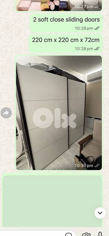 Closet: white glossy, two sliding doors, $500 barely used