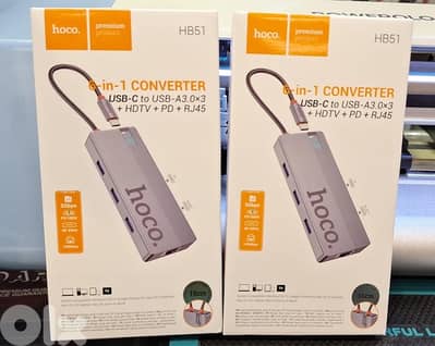 HOCO 6-IN-1 CONVERTER USB-C TO USB-A 3.0×3 + HDTV+ PD+RJ45 HB51