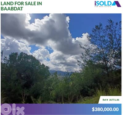 1000m2 land+prime location+open view 4sale in Baabdat - بعبدات