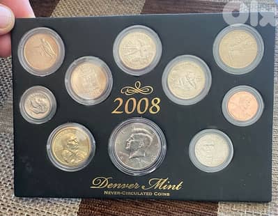 مجموعة عملة أميركي صك ٢٠٠٨ دنفر من ١ سنت ل ١$ ومجموعة ربع دولار ولايات