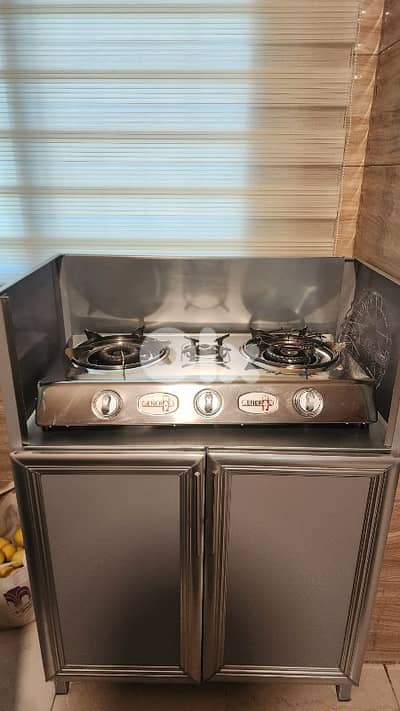 غاز ٣ عيون اصلي مع خزانة الومينيوم