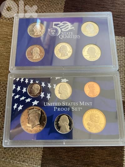مجوعتين عملة بروف سنة ٢٠٠٤ مجموعة من سنت ل ١$ ومجموعة ربع دولار ولايات