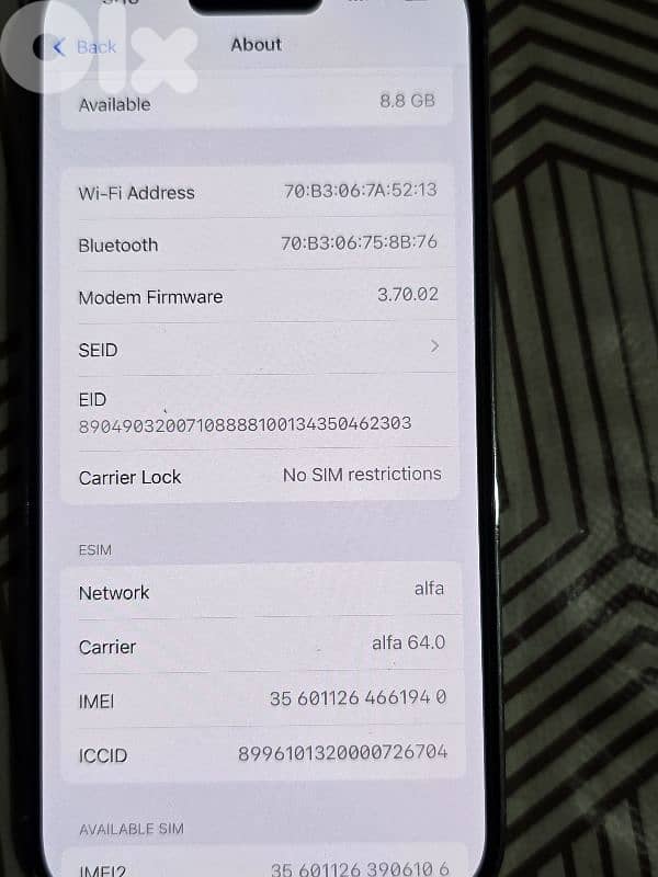 iphone 14 pro 128gb White esim 5