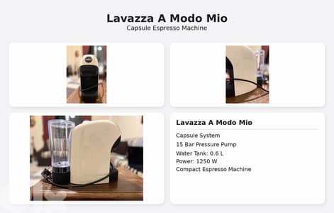 Lavazza A Modo Mio Espresso Machine – Capsule – Excellent Condition!