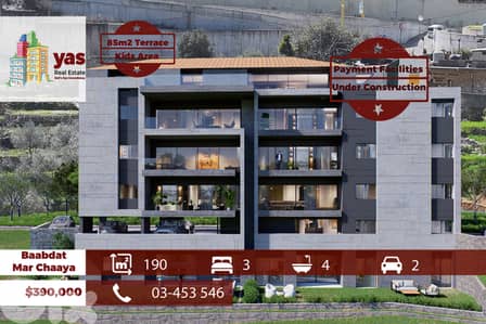 Baabda/Mar Chaaya 190m2 | 85m2 Terrace | Under Construction | TCH