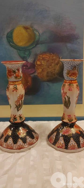 جوز شمعدان بورسلان مزخرفين