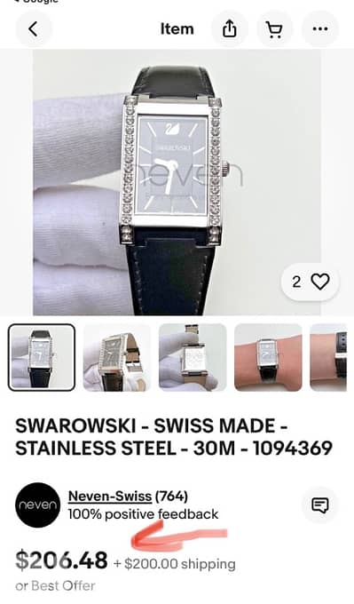 SWAROVSKI WATCH SWISS MADE SWITZRLAND ORIGINAL SAPPHIRE CRYSTAL 30mm