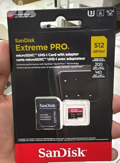 Sandisk Extreme pro microsdxc uhs-I card with adapter 512gb 200mb/s