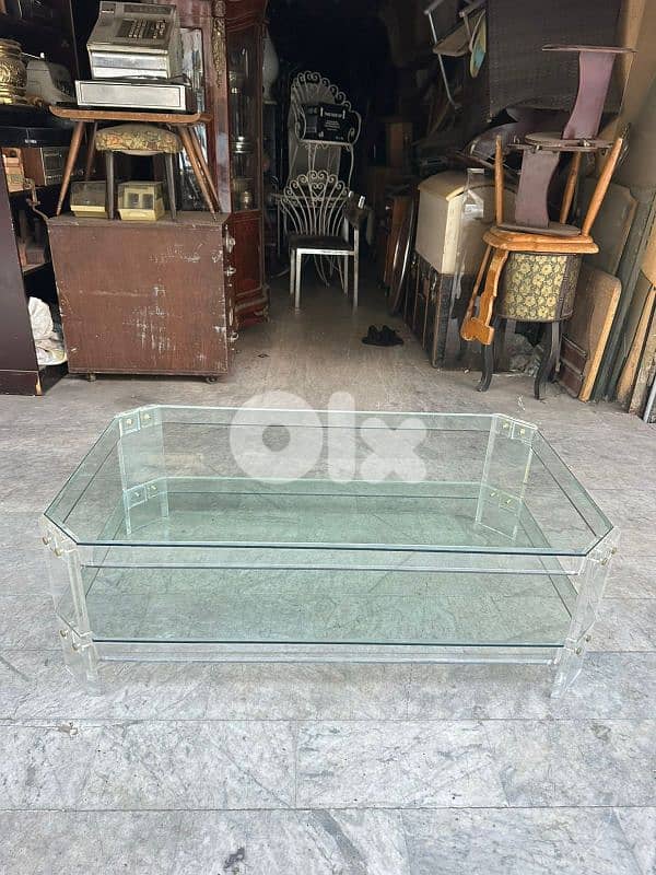 plexi glass coffe table 1970's 120cm italy original 1