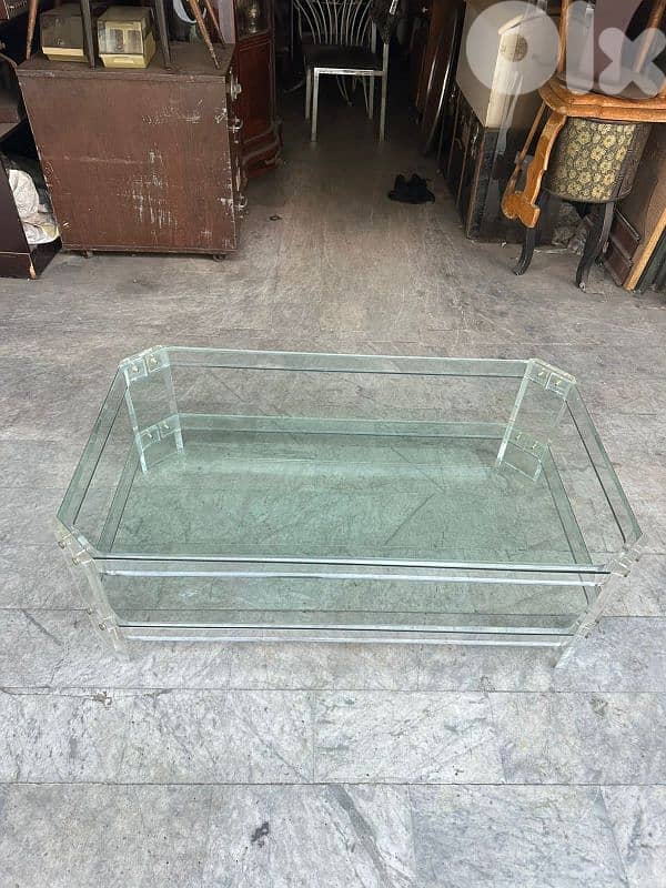 plexi glass coffe table 1970's 120cm italy original 2