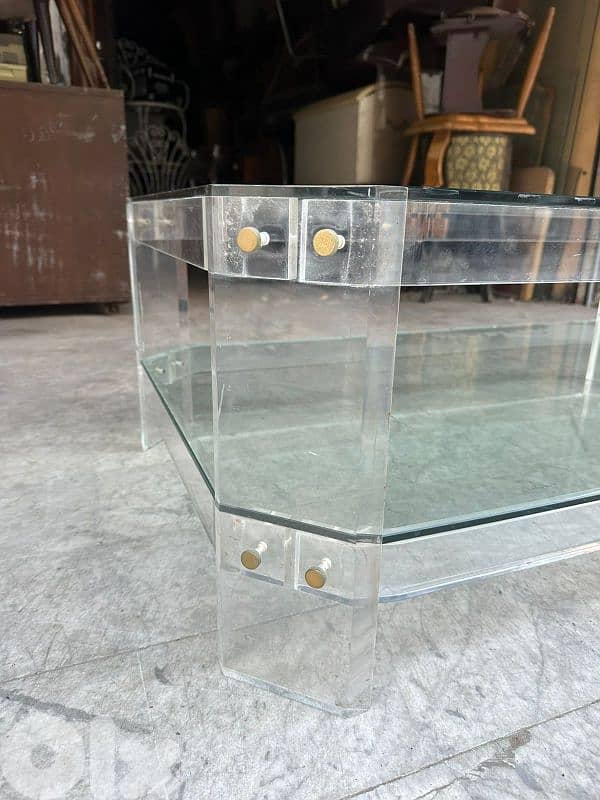 plexi glass coffe table 1970's 120cm italy original 3